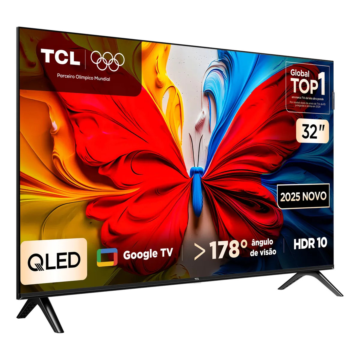 Smart TV TCL 32 Polegadas HD QLED S5K WiFi Bluetooth Google TV 2 HDMI HDR10 Dolby Audio 32S5K