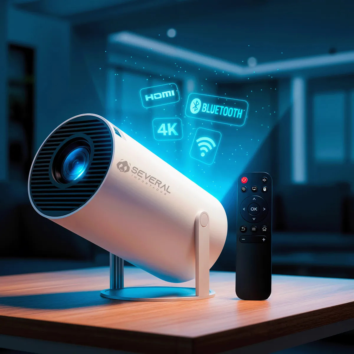 Projetor Smart Portátil Several Importados Full Hd 4k Android 11 Wi-fi Bluetooth Mini Projetor Home Theater Cinema Em Casa Cor Branco Imagem Nítida