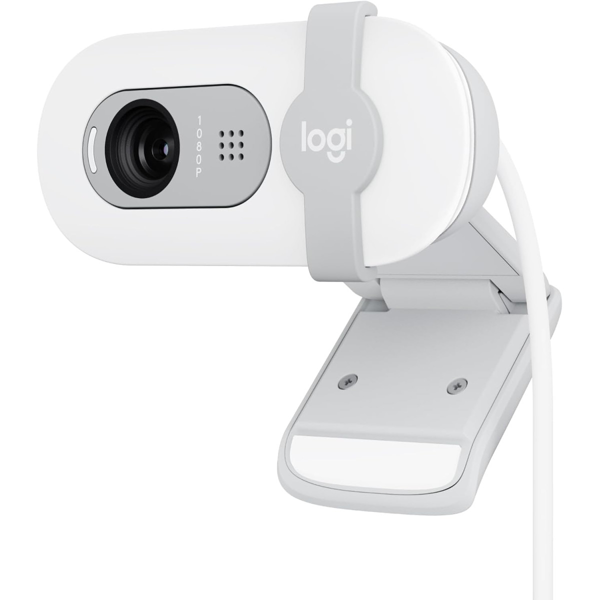 Webcam Full HD Logitech Brio 100 com Microfone Integrado, Proteção de Privacidade, Correção Automática de Luz e Conexão USB-A - Branco