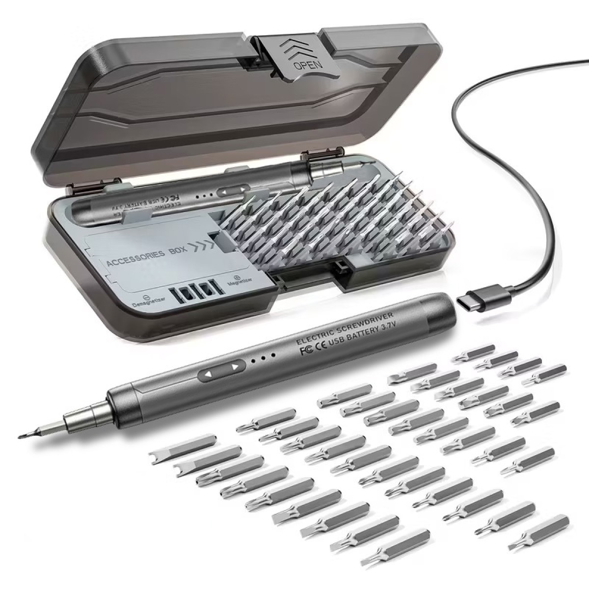 Chave De Fenda Elétrica De Precisão Recarregável 46 Em 1 Com Pontas Magnéticas