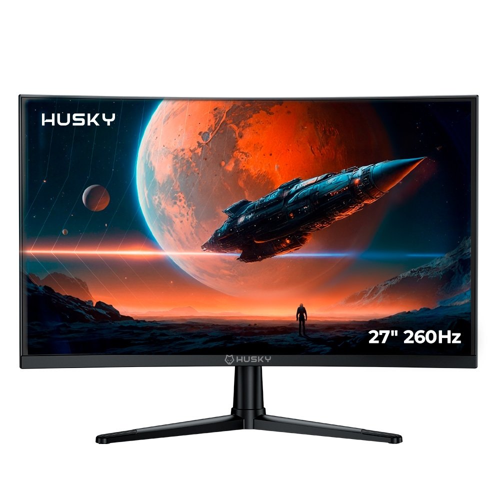 Monitor Gamer Curvo Husky Boreal 27", FHD, 260Hz, 1ms, Adaptive Sync, VA, DisplayPort e HDMI, HDR