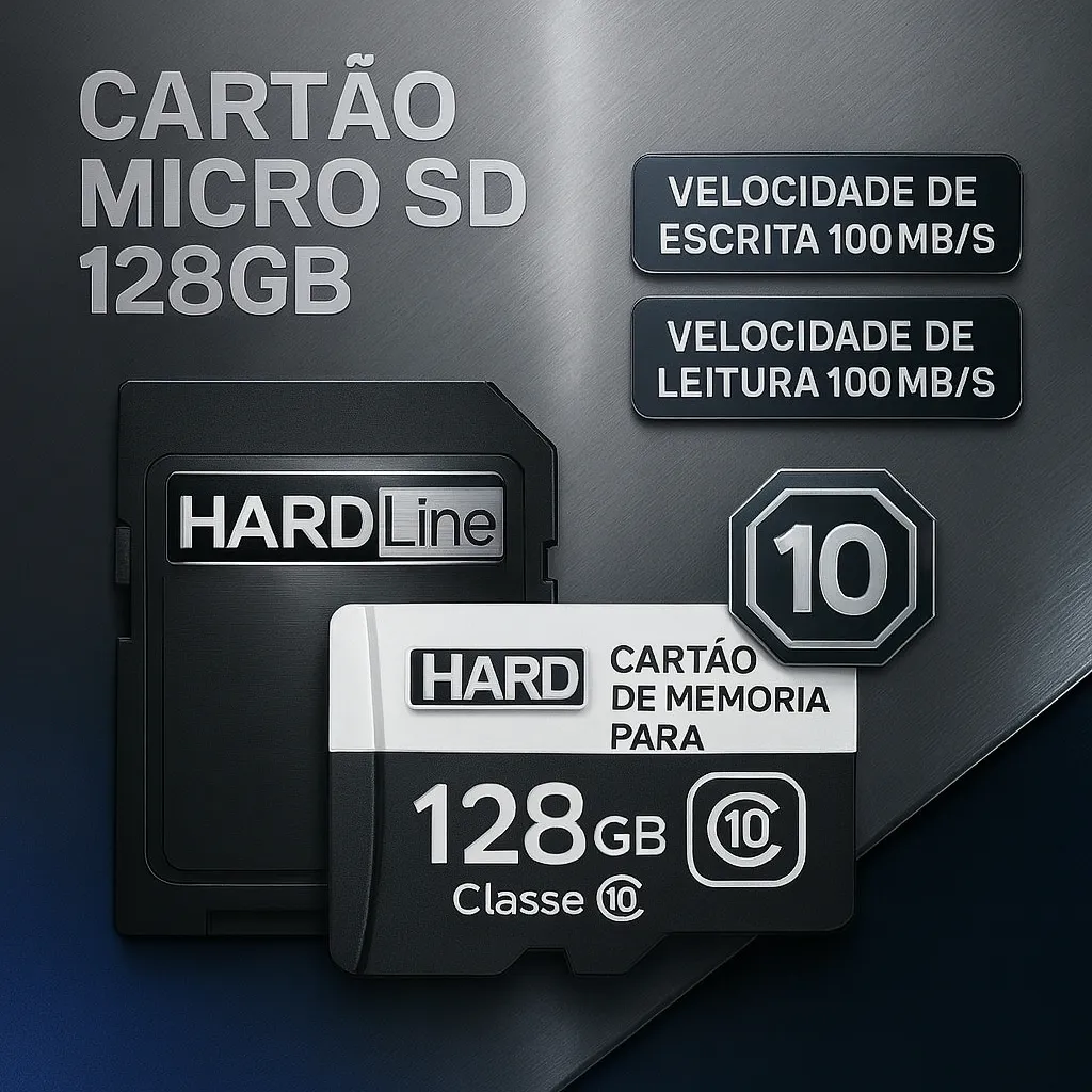Cartão De Memória 128 Gb Hardline Para Câmeras Wi-fi Drones Micro Sd Classe 10 Ultra 100mb/s