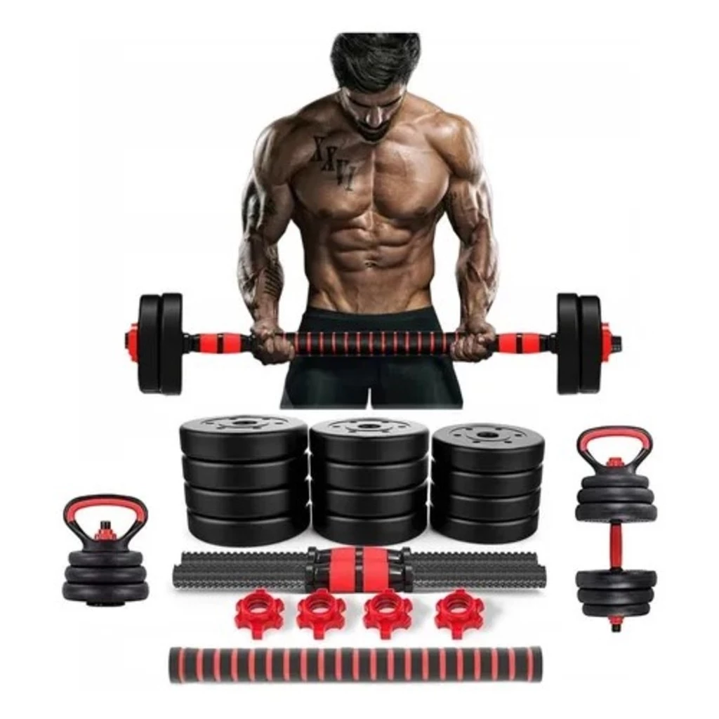 Kit Halteres Anilhas Kettlebell Ajustáveis Academia Fit 6 Em 1 15kg