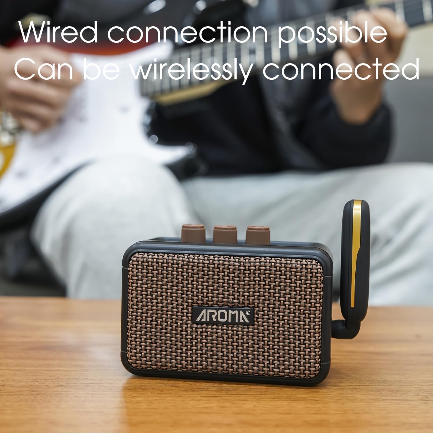 M-VAVE Amplificador Mini para Guitarra Elétrica : 5W Portátil com Bluetooth 5.3, 2 Canais (Clean/Overdrive), Bateria Recarregável 7h