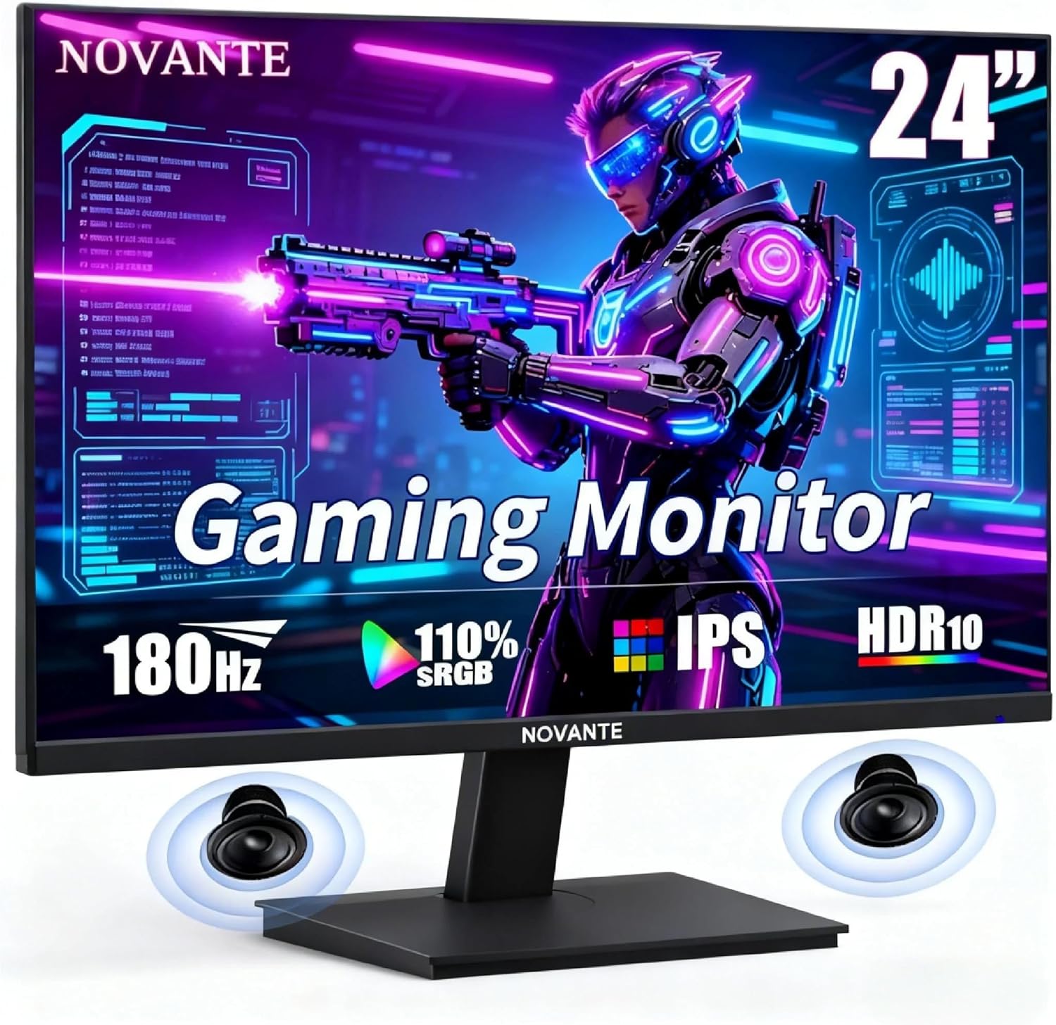 Monitor Gamer IPS 24 Polegadas, Full HD, 180Hz, 1ms, HDR400, G-SYNC, 250cd/m², Alto-falantes embutidos, Entradas HDMI/DisplayPort/USB/3.5mm