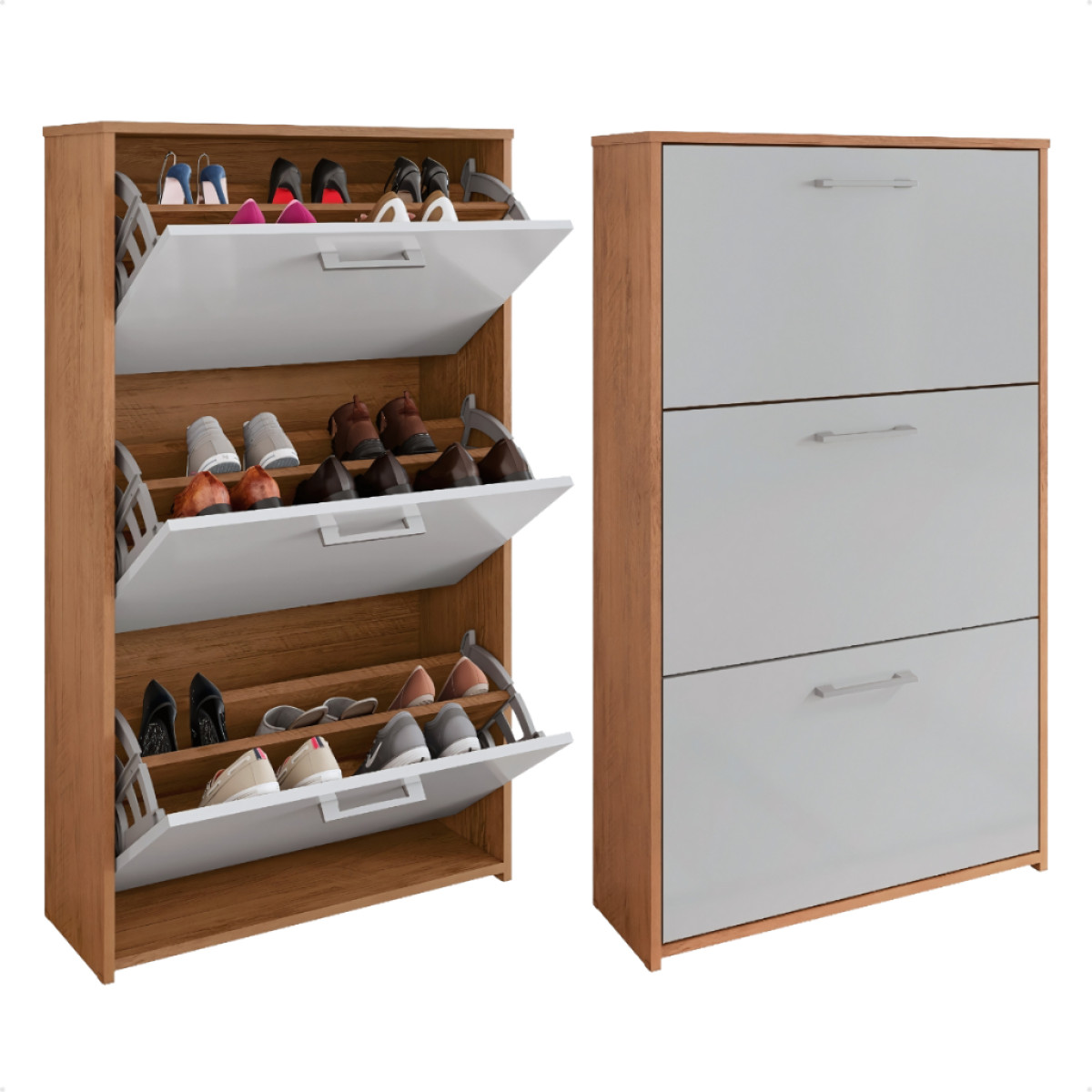 Sapateira Organizadora 3 Portas Armário Multiuso Hall Entrada Quarto Sala Estante Moderna 18 Pares