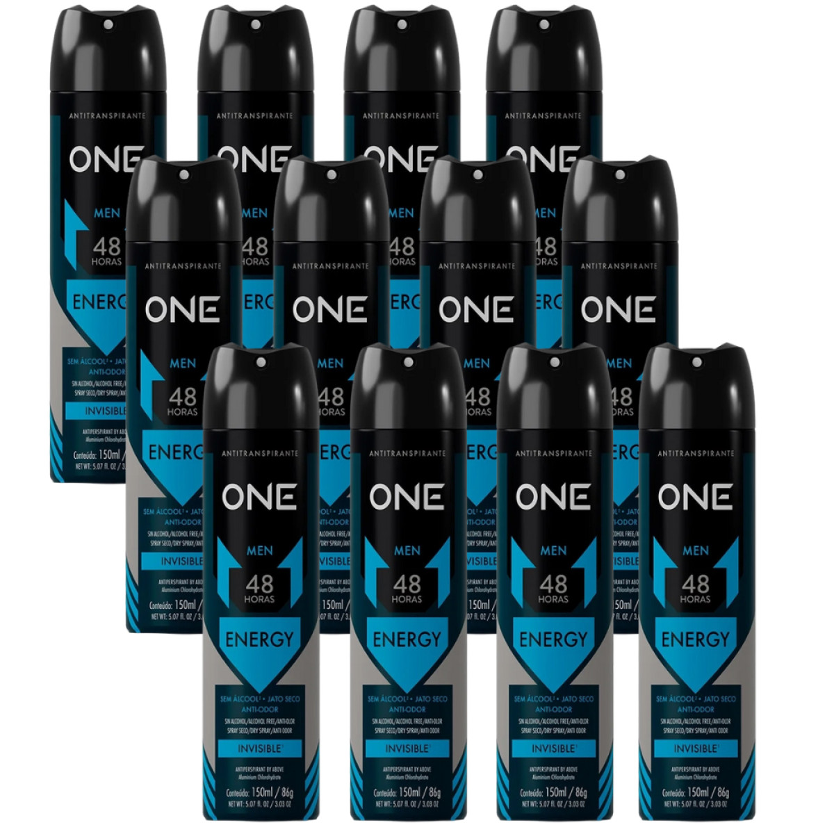 Kit 12 Desodorante Above One Men Energy 150ml
