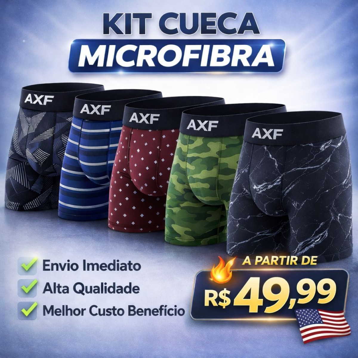 Kit com 10 cueca Boxer Microfibra