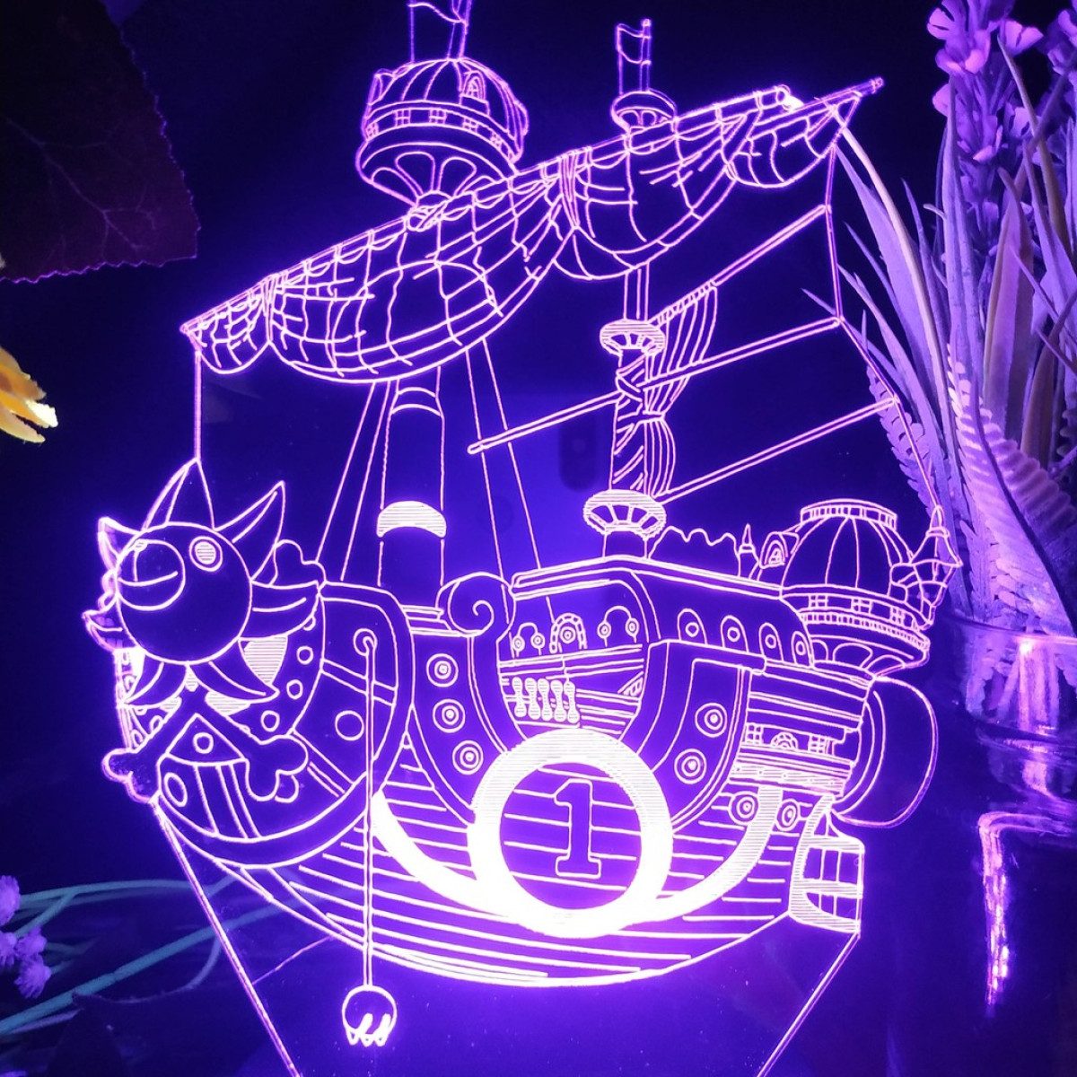 Luminária One Piece Luffy Thousand Sunny LED Decoração Nerd Abajur Anime Geek Navio Going Merry 3D