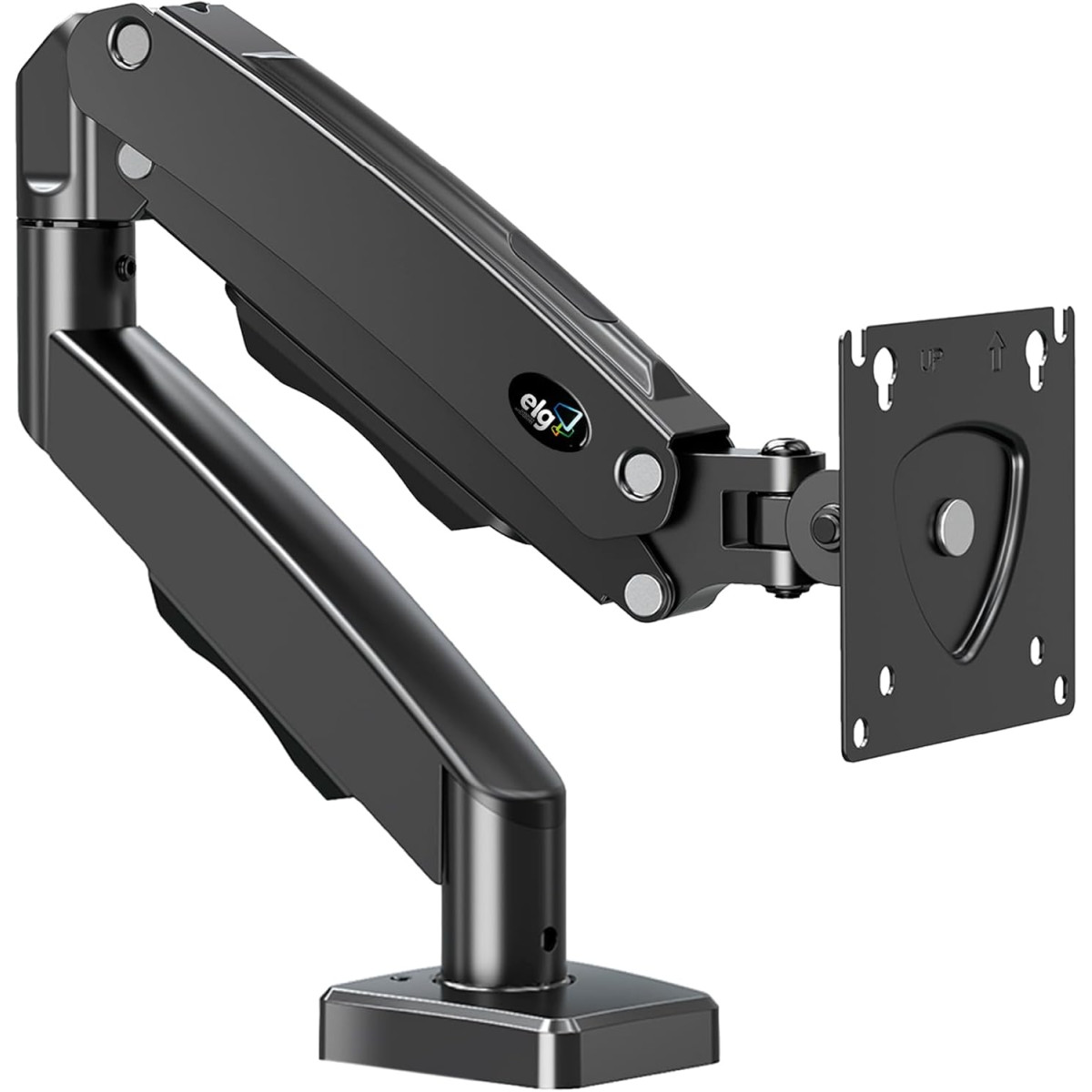 ELG, F80N, Suporte Articulado de Mesa, Pistão a Gás, Design Compacto e Retrátil, Ergonômico, Monitores 17'' a 35'', 2kg a 9kg, Preto