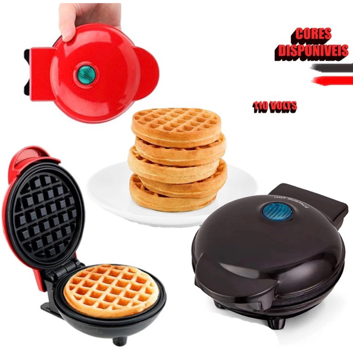 Máquina Para Fazer Waffle Pequena Portátil 110v e 220v 350w mini lanche elétrico