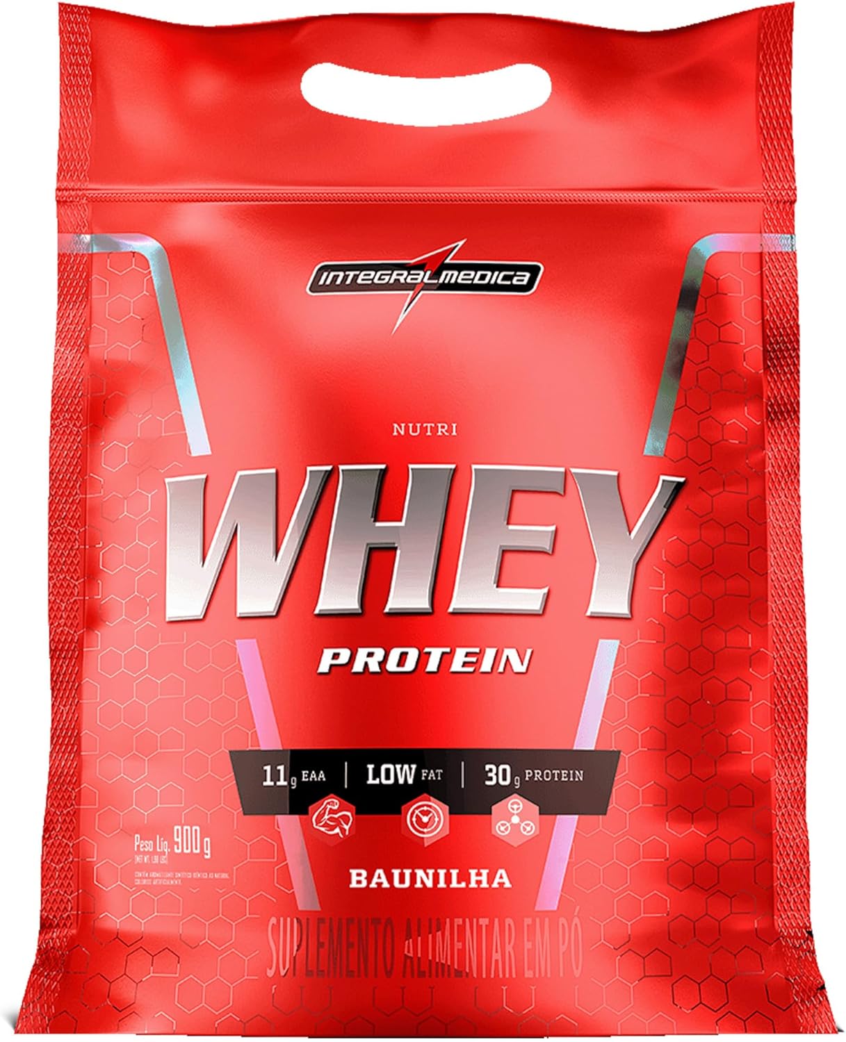 Integralmedica - Hipercalórico - Nutri Whey Protein Morango - Pouch 900g