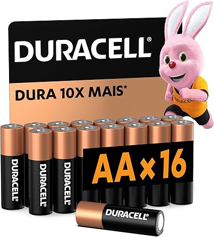 Duracell Pilha Alcalina AA Pequena Com 16 Unidades – Dura até 10x Mais – Ideal para Controle Xbox™,