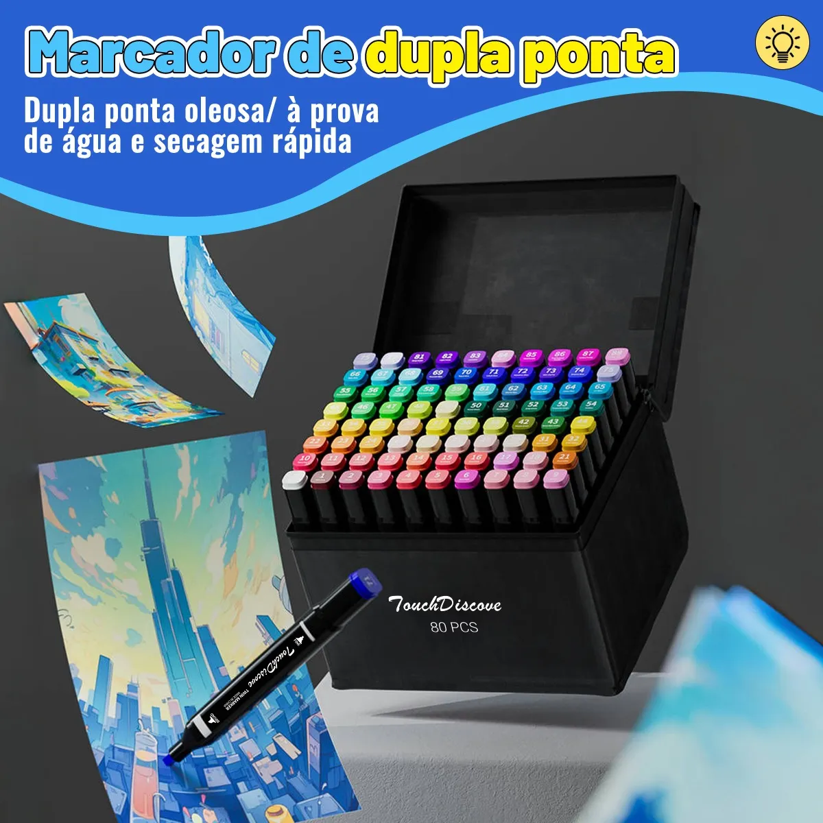 Conjunto Caneta Marcador Canetinha Ponta Dupla 100 cores Kit