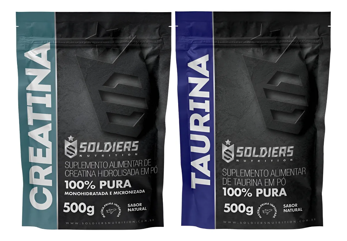 Kit: Creatina Monohidratada 500g + Taurina 500g Soldiers Nutrition