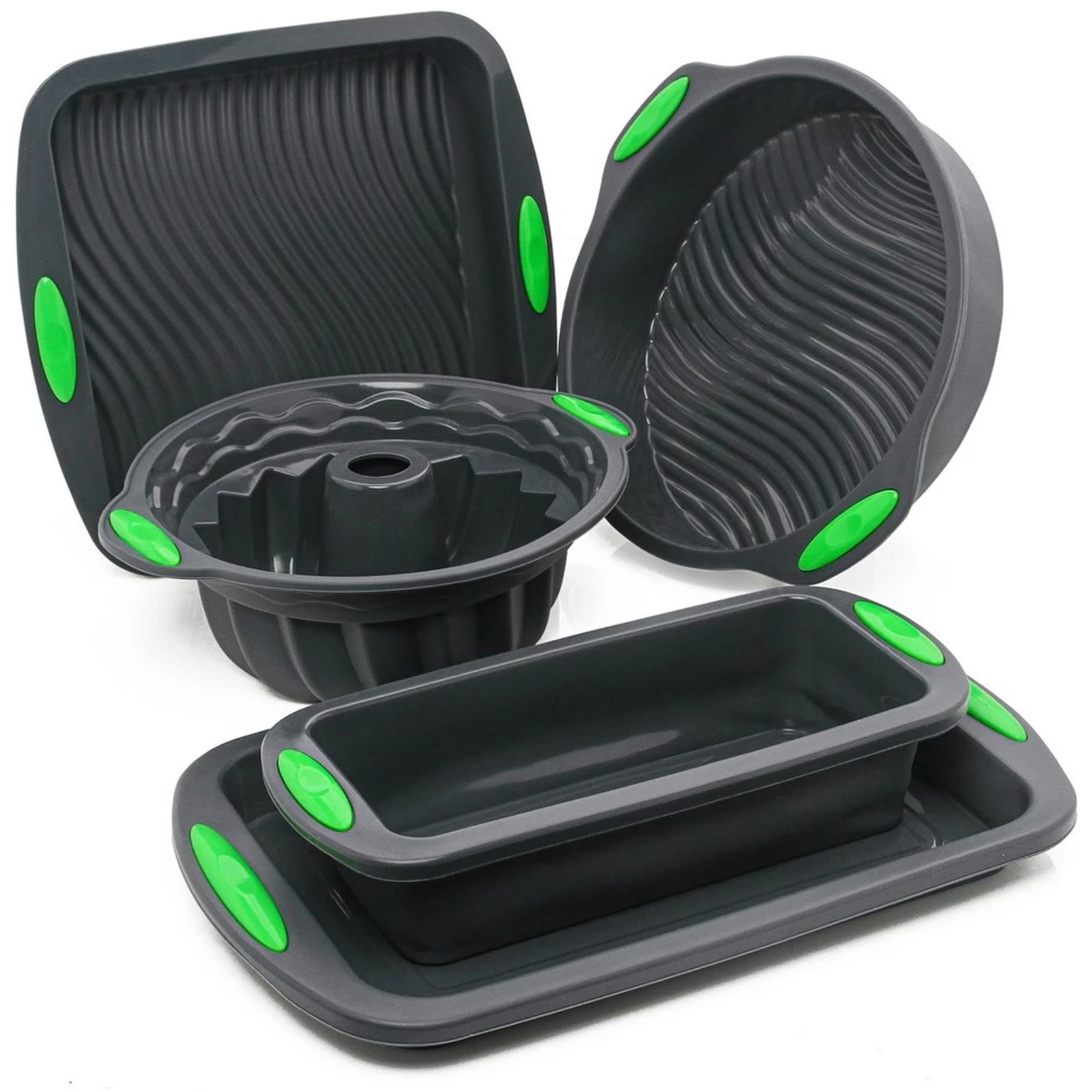 Conjunto de 5 Formas Para bolo Pães e Doces Material Silicone Premium Para Air Fryer Forno e Freezer