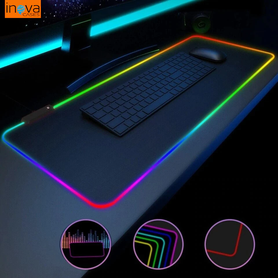 2 em 1 Mouse Pad Gamer Extra Grande Led Rgb 80*30 Cm Mousepad +Carregador Com fio para celular