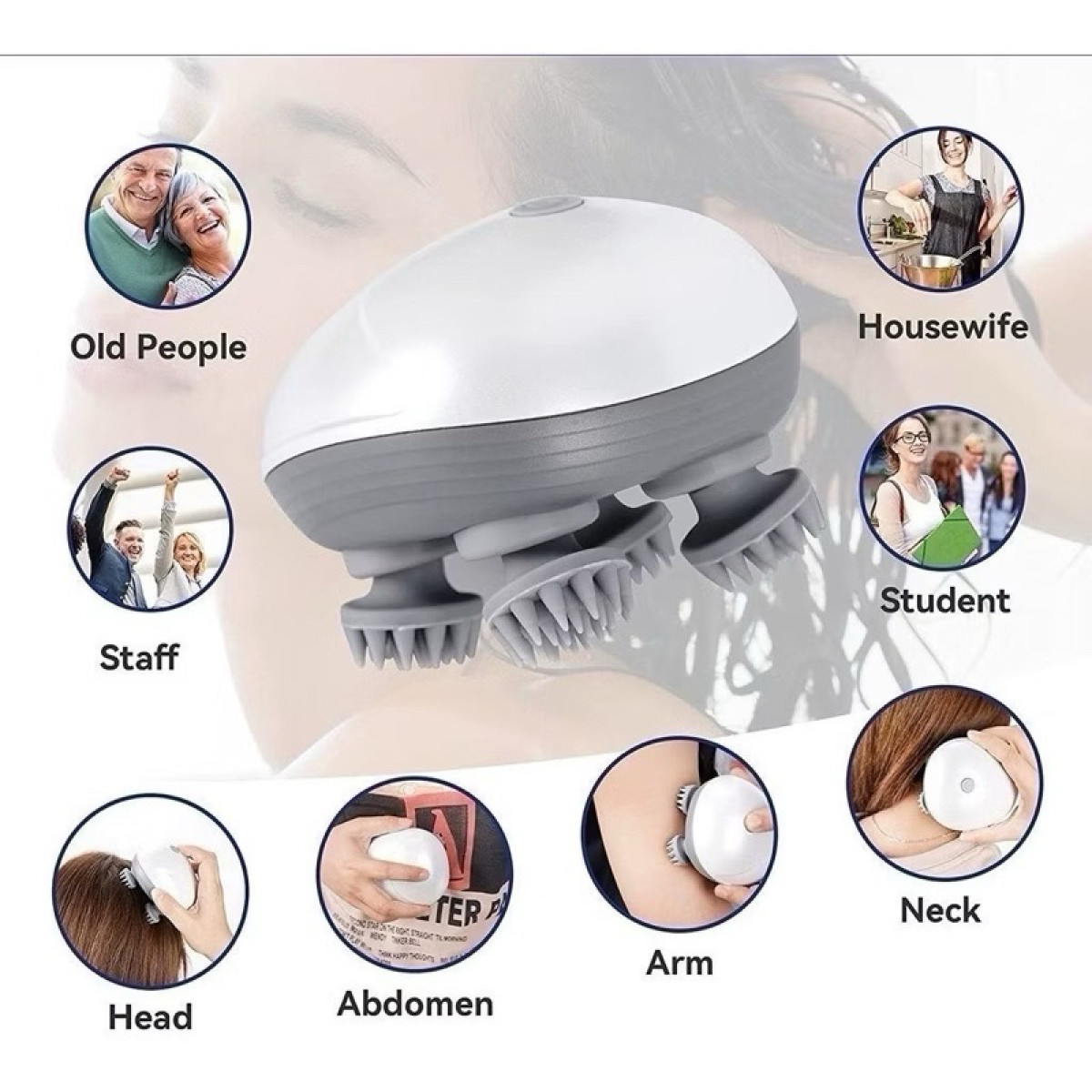 Massageador elétrico portátil pequeno de cabeça, ombro e pescoço-envio imediato