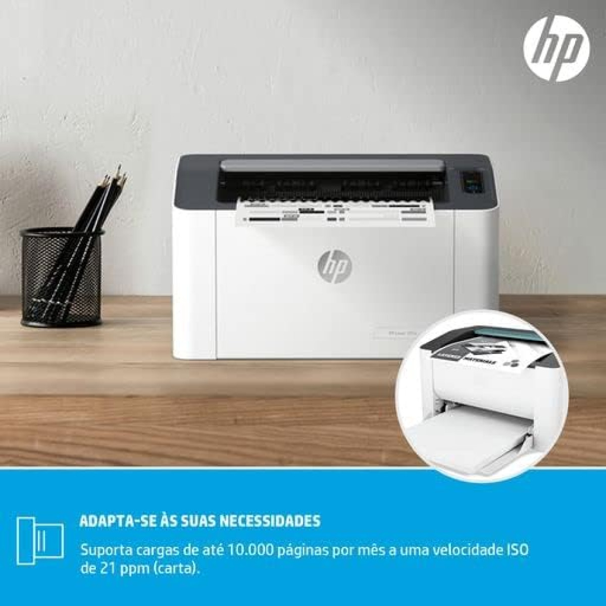 Impressora HP Laser 107a. Tecnologia de impressão Laser Impressora para Pequenas e Médias Empresas. Conectividade: USB 2.0 de alta velocidade (4ZB77A)