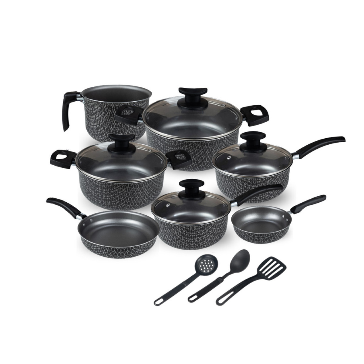 Conjunto Jogo de Panelas Teflon Viena 10 Pçs Antiaderente Tampa de Vidro