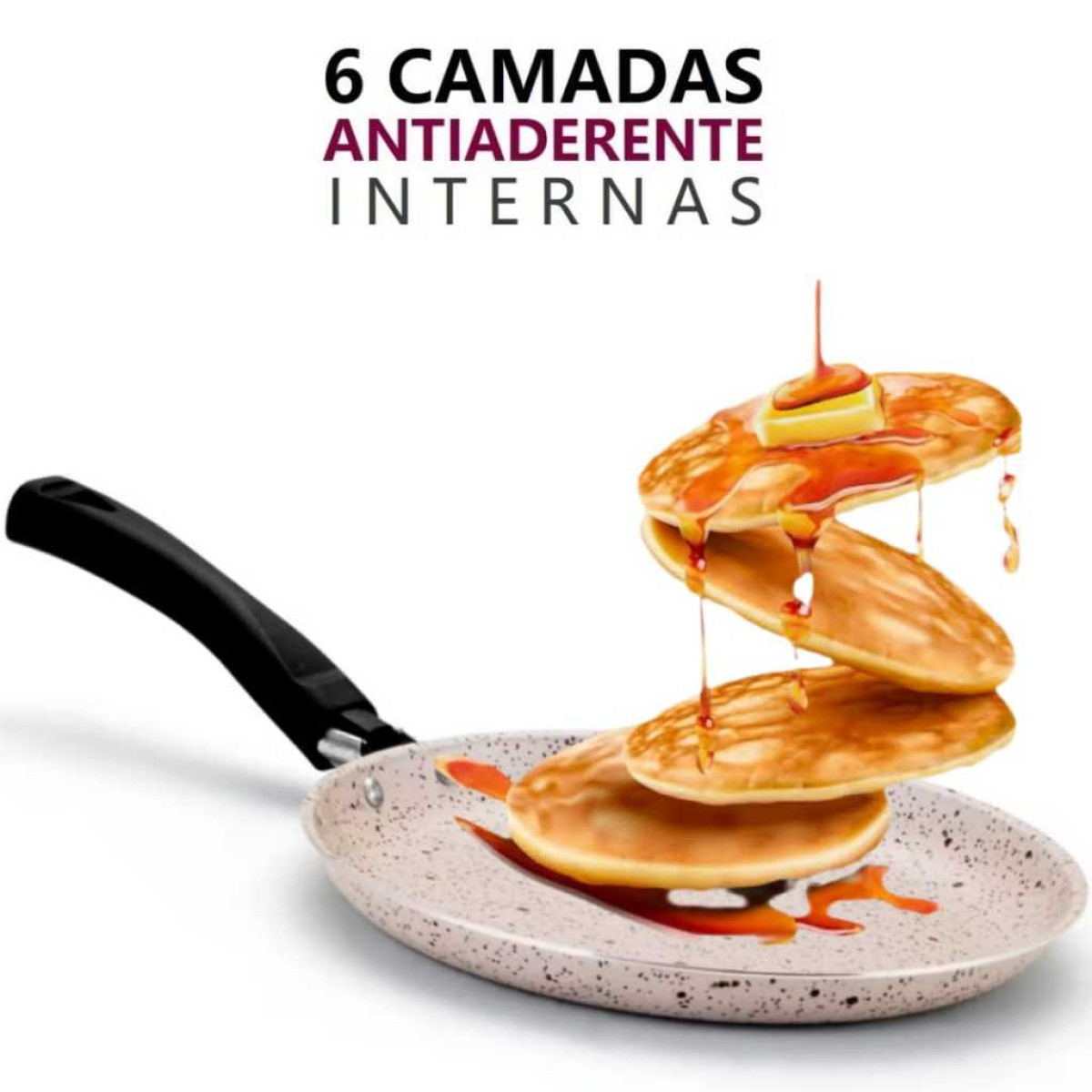 Frigideira Panquequeira, Antiaderente - Tapioqueira - Frigideira - 22 cm -   alegrete Azul ou Bege