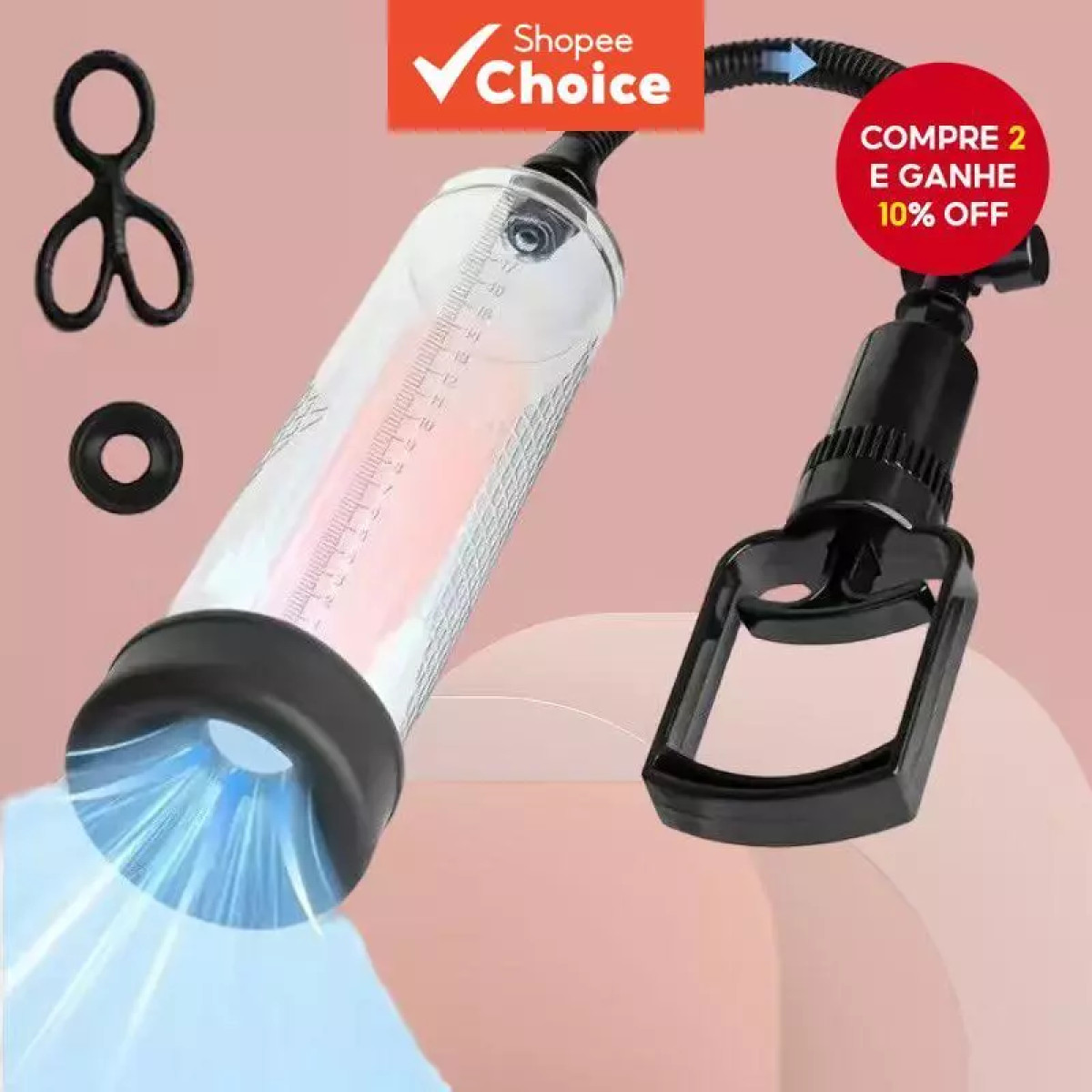 Bomba de Exercício para Pênis Masculino Massageador Esticador para Engrossamento - Extensor com Anel de Travamento