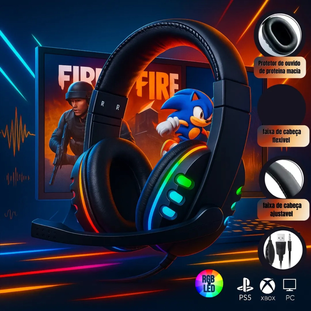 Fone De Ouvido Gamer Headset Office Call Reunião Compátivel Ps4 Pc Xbox One Series S/x P2 Cor Preto Casenn