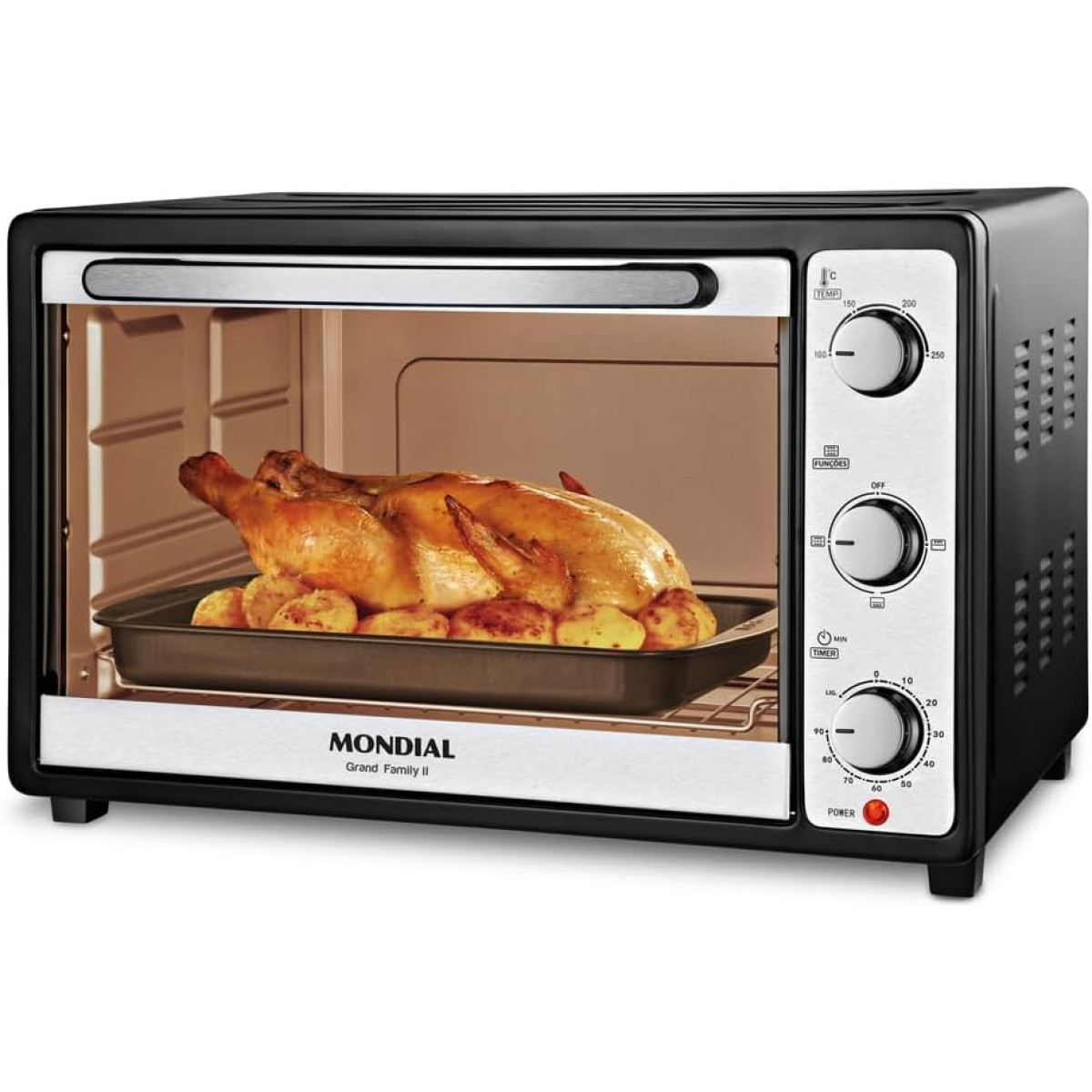 MONDIAL Forno Elétrico 52L Grand Family II, Preto/Inox, 1800W, 127V - FRN-52-B