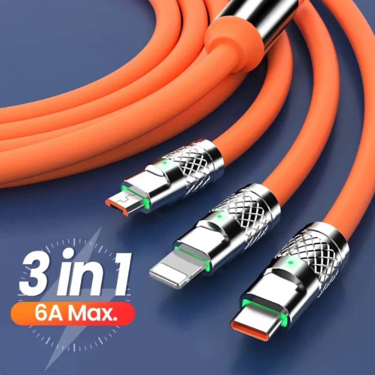 Cabo de Carregamento Rápido de Metal 3 em 1 (4706)