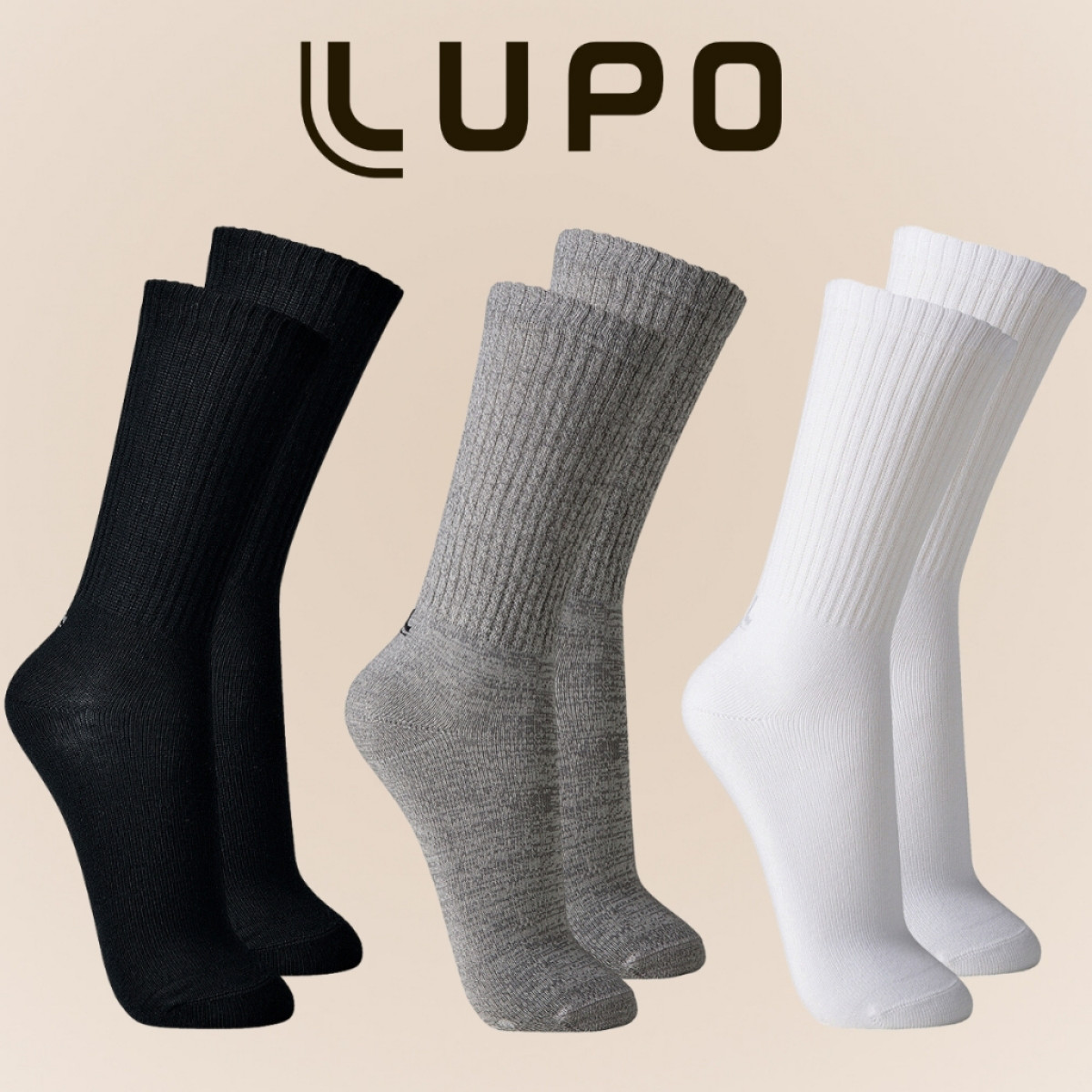 Pacote Com 3 Pares De Meia em Algodao Cotton Confortavel Lupo Sport Cano Longo Masculina