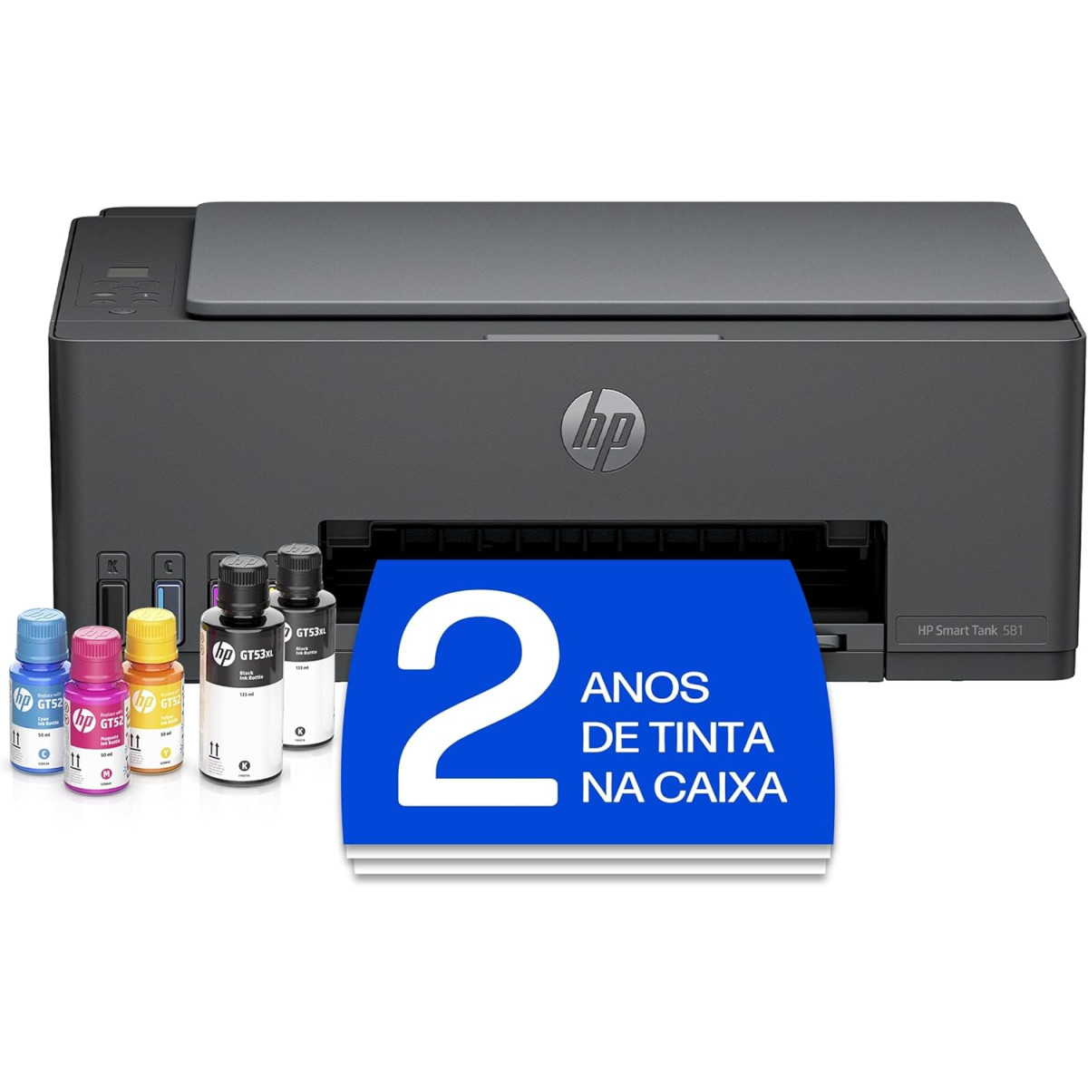Impressora Multifuncional HP Smart Tank 581 Tanque de Tinta Colorida Wi-Fi, USB - Alta Economia -Copiadora e Scanner (4A8D5A)
