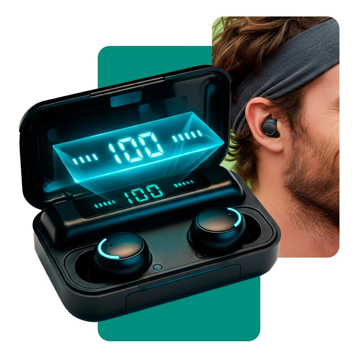 Fone De Ouvido Bluetooth Sem Fio Tws Rhead Bateria De Longa Duração e Conexão Ultra Rápida Preto