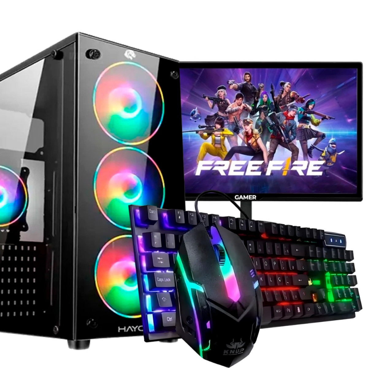PC Gamer Completo, AMD RYZEN 5 5600GT, 8GB DDR4, SSD 240G, Monitor 19, Teclado e Mouse Gamer