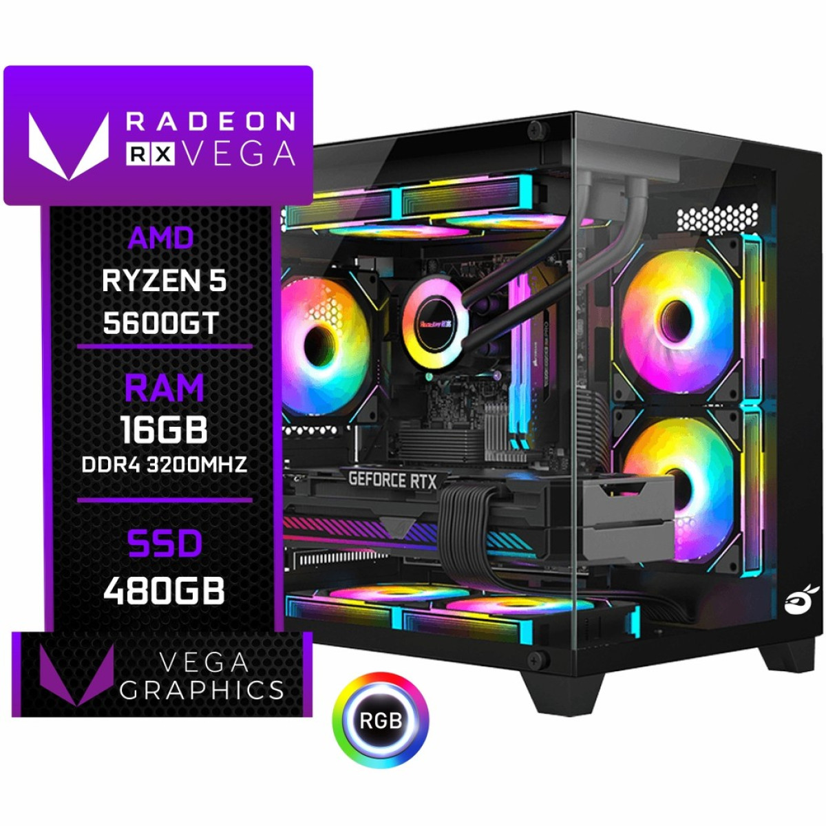 PC Gamer Ninja Trigger, AMD Ryzen 5 5600GT, 16GB DDR4, SSD 480GB