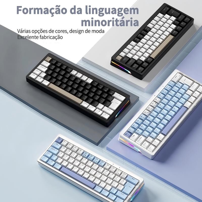 Teclado Mecânico 100% Jogos Teclado Gamer Rgb Teclados Mecanico Com Fio Rosa Branco Keyboard Gaming